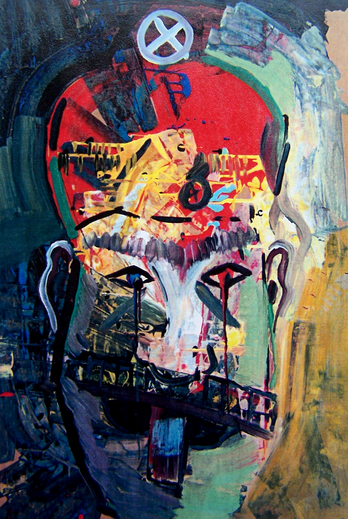 Kağıt üzerine akrilik 'Merdiven Bıyıklı' 100x70cm 1996